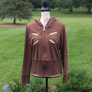 Women’s Pepe Jeans Brown Zip Up Jacket Sz XL